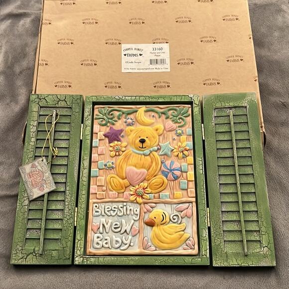 Copper Honey Farms Linda Jacque Green New Baby Picture Decor New in Box - Picture 5 of 7
